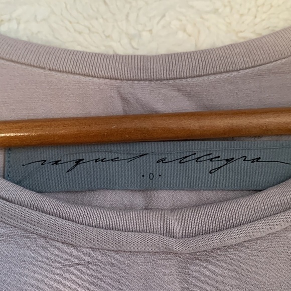 RAQUEL Allegra satin silver platinum gray drawstring sweatshirt blouse top - Picture 8 of 9